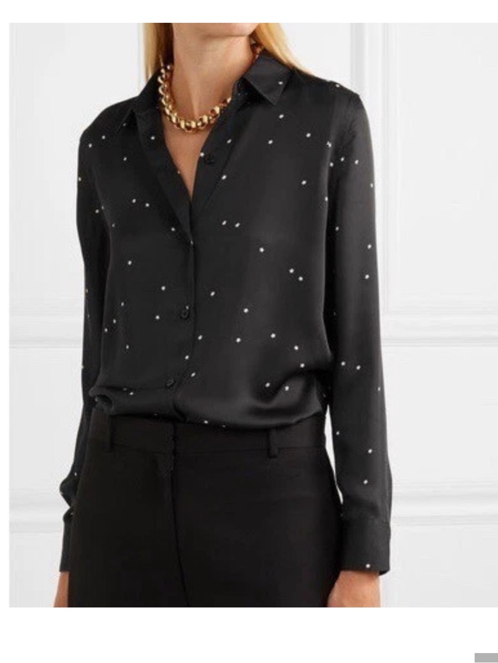 Equipment Femme Black Star Print Blouse Button Down Shirt Large